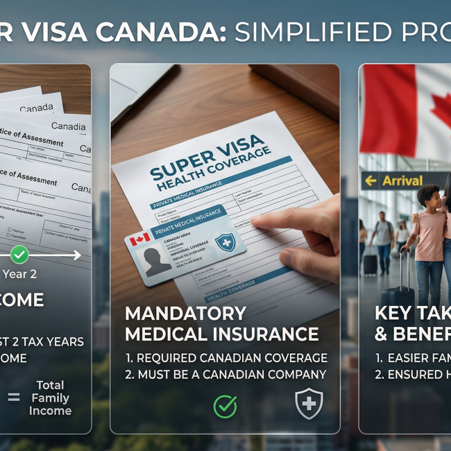Super Visa Canada steps: income options, medical insurance, key benefits.