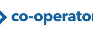 Co-operators logo with blue text and abstract emblem.