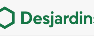 Desjardins logo with green text and hexagon symbol.