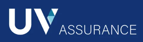 UV Assurance logo, white text on blue background.