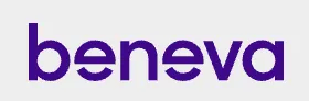 "Beneva logo with purple text on white background."