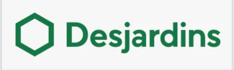 Desjardins logo with green text and hexagon symbol.